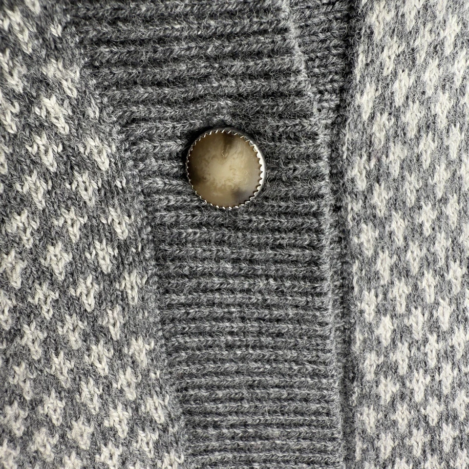 Cárdigan suéter Eddie Bauer mezcla de cachemir gris blanco ojo de pájaro para mujer’s L Petite Foto 3 de 4