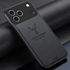 Phone Case For iPhone 13 14 15 16 17 Pro Max 11 14 12 8 Elk Leather Hybrid Cover
