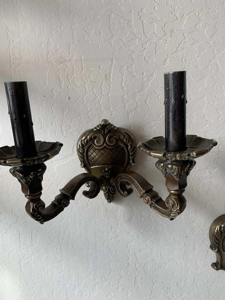 3 apliques antiguos victorianos italianos vintage de bronce  Foto 2 de 4