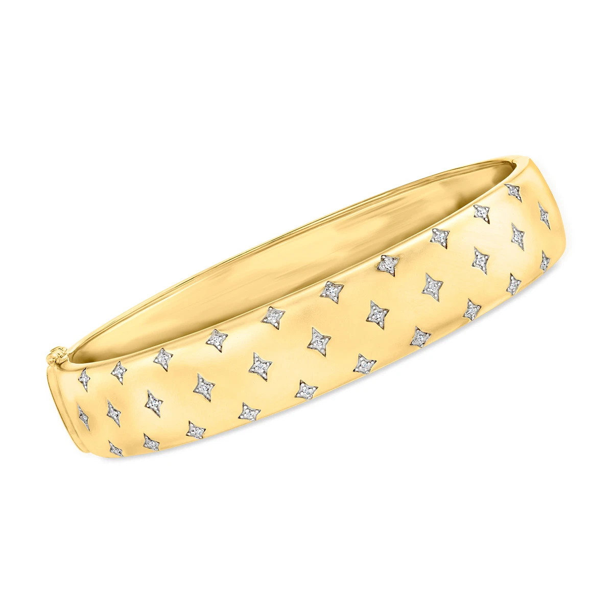 Ross Simons Diamond Accented Star Bangle Bracelet in 18kt Gold Over Sterling