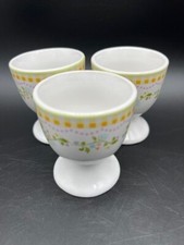Vintage Floral Design Handpainted Egg Cups Ceramic Easter Spring Set of 3