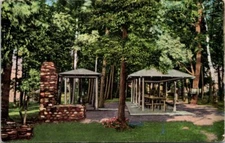1940s Picnic BBQ Area State Tourist Park Mackinaw City Michigan Vintage Postcard