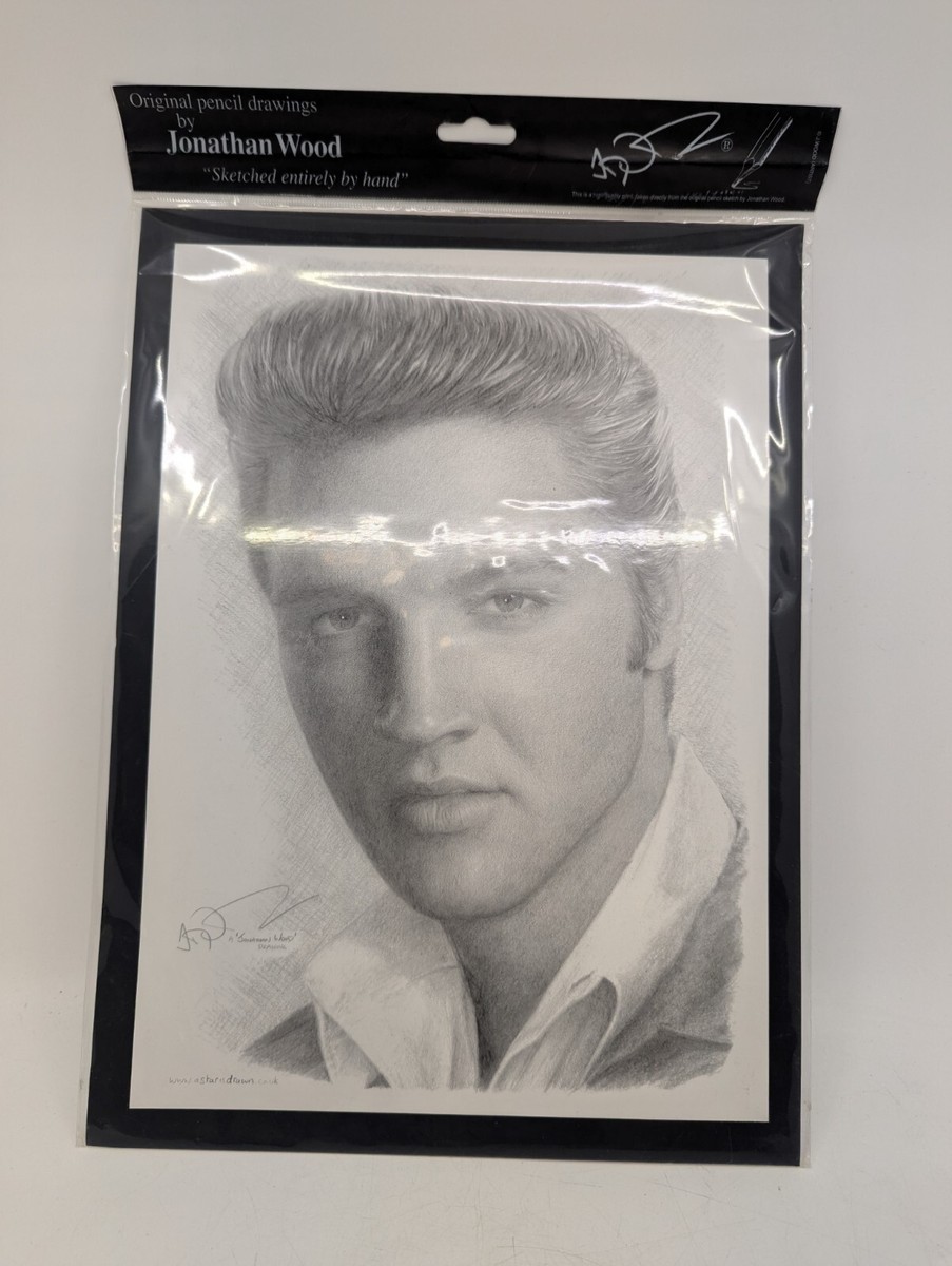 Elvis Pencil Drawing Print by Jonathan Wood | eBay