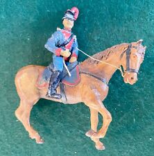SOLID LEAD FIGURE -  FRENCH SOLDIER MOUNTED - BROWN HORSE - FALLS DOWN   