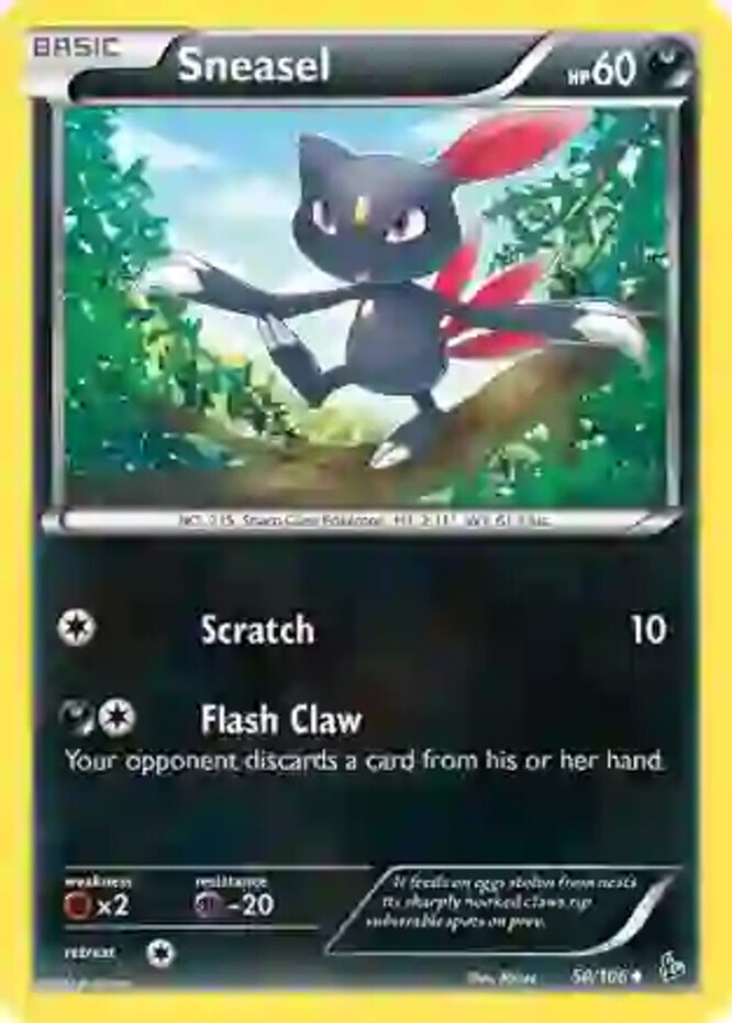 Sneasel - 50/106 - Uncommon - Reverse Holo LP, English Pokemon XY FlashFire