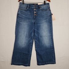 NYDJ Teresa Wide Leg Ankle Lift Tuck Mid Rise Petite Blue Jeans Size 12P New