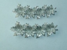 VINTAGE LEAF SILVER TONE METAL BOBBY PINS HAIR PINS UP DO HAIR ACCESSORY