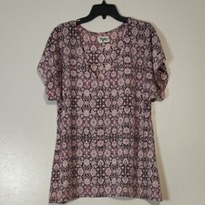 Show Me Your Mumu  Rare Pink Cabernet Rose Print Original Top Blouse Tunic Sz L