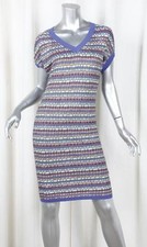 M MISSONI Womens Multi-Color Striped Short-Sleeve Sweater Shift Dress 38/2 NEW