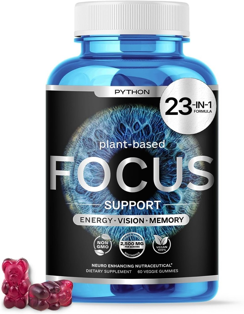 FOCUS Nootropic Supplement Gummies to Boost Memory & Clarity with Lions Mane
