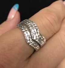 HAMMERED STERLING SILVER WIDE RING BAND THAILAND SIZE 6