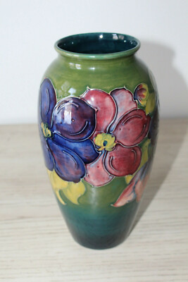 MOORCROFT Vase 9.5'' tall Clematis Floral Pattern