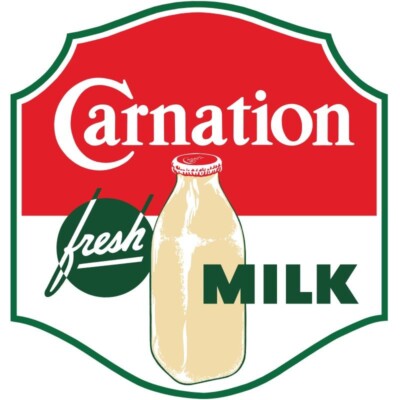 Carnation Fresh Milk DIECUT NEW Sign: 14'' Tall USA Steel