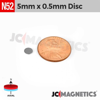 5mm x 0.5mm N52 Rare Earth Neodymium thin Magnet Round Discs 5x0