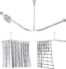 Stretchable Corner Shower Curtain Rod - Easy Assemble 304 Stainless L Shaped 32-