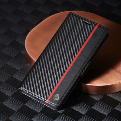 Handyhülle Samsung S25 S24 S23 S22 Ultra A15 A54 Carbon Tasche Wallet Flip Case