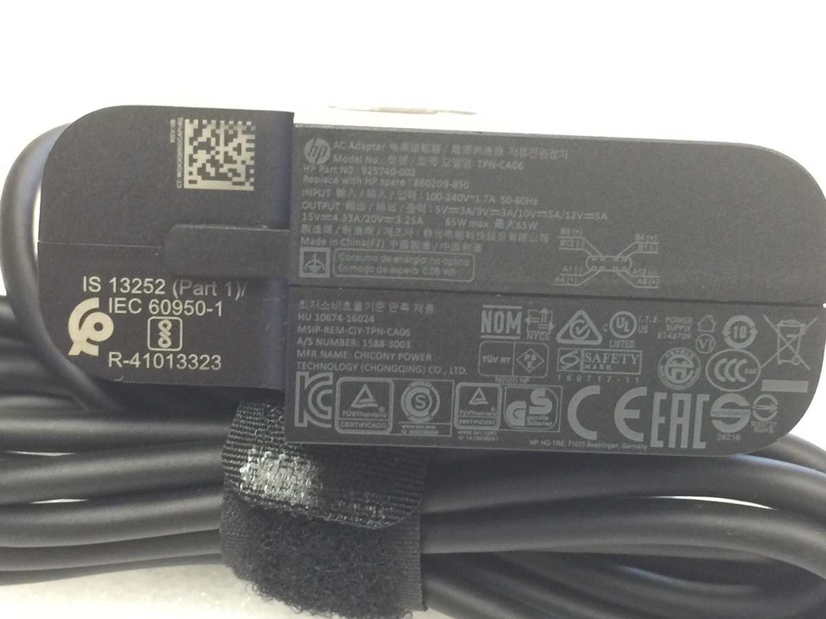 Genuine HP 65W USB-C Adapter for HP Pro X2 612 G2; Elite X2 1012