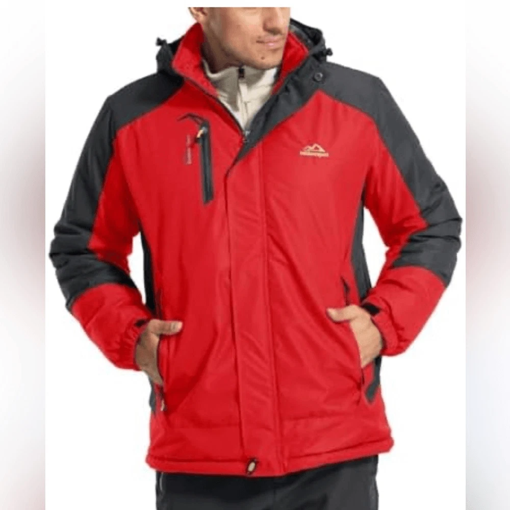 Outdoors sport Red & Gray waterproof Jacket windbreaker hooded raincoat men’s XL