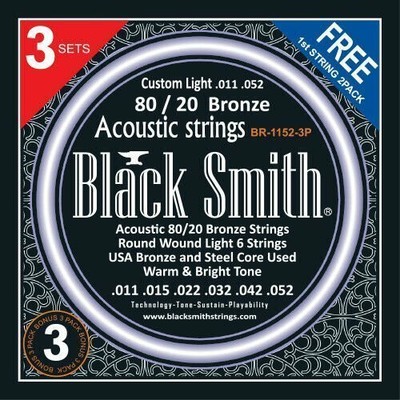 BlackSmith BR11523P Acoustic Strings 80/20 Bronze Gauges 011-052, 3 SET ...