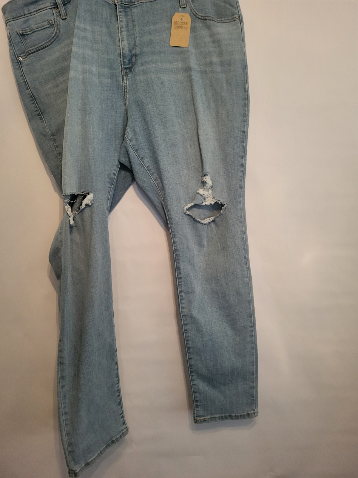 New Levis 721 Jeans Womens 24W Light Wash Skinny Distresses High Rise Stretch