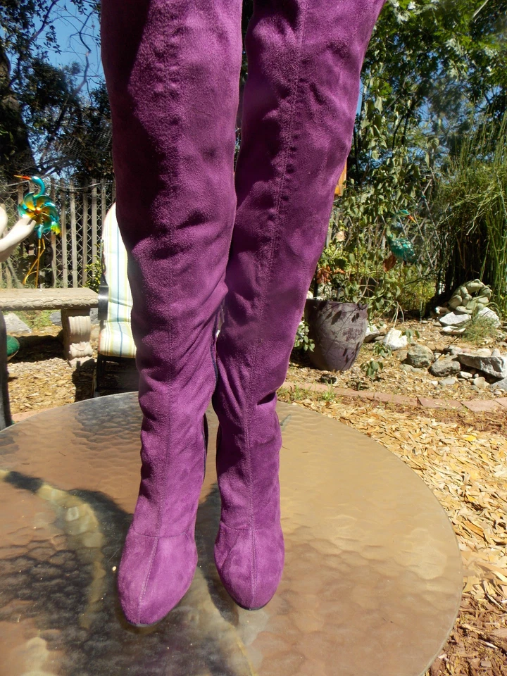 BOTAS HASTA EL MUSLO BUMPER MUJER MORADAS IMITACIÓN GAMUZA STILETTO TALLA 9.5 Foto 2 de 4