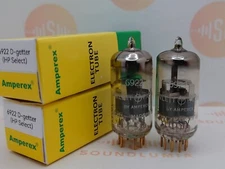 2x Amperex E88CC 6922 White Print D-getter HP Label - NY USA '60 7L4 - Tests NOS