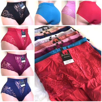 4-6 High Waisted Briefs Panties Tummy Control Girdles Lace Knicker 69057 S-5XL