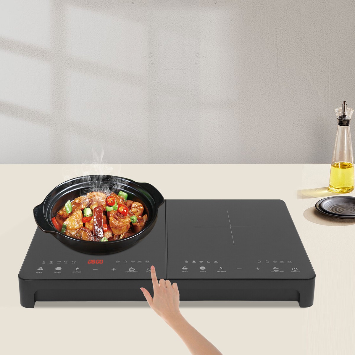 110V Double-head Induction Cookerp, Timing Induction Cooktop with 
