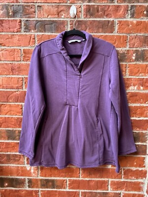 Hugs Soft Surroundings Womens Large Purple Tunic Sweater Zip Pockets