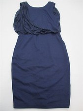 LAB WORKS Women's Size M Sundress Striped Blouson Blue Sheath Dress