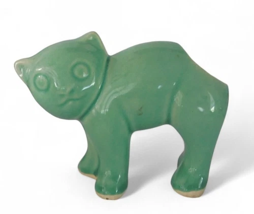 Vintage McCoy Pottery Green Arched Back Cat Small Succulent Planter MCM