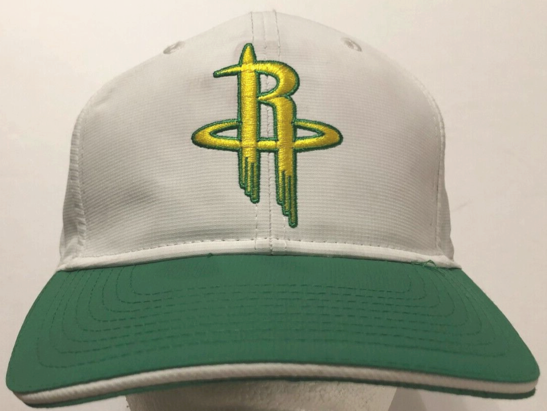 HOUSTON ROCKETS Mardi Gras Galveston Island 2023 Green White Hat Cap One Size