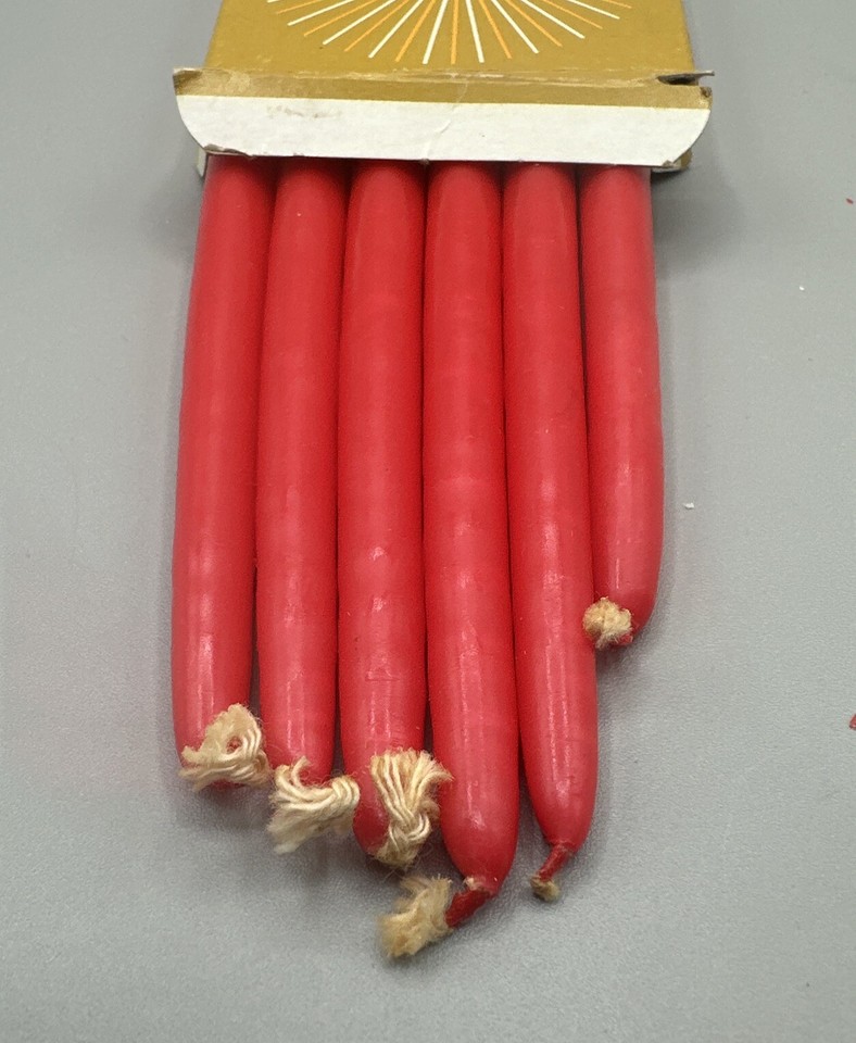 Vintage Gibson 1/2"x 10" Tiny Taper Slim Skinny Candles 6 Hand Dipped