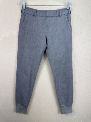 VINCE Wool Stretch Jogger Ribbed Cuff Trousers Pants Women's Gray Sz 2