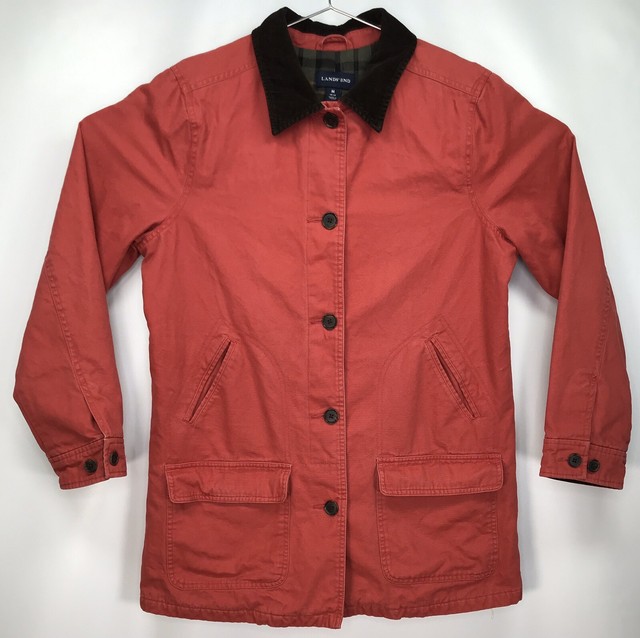 Womens MEDIUM (1012) Lands End PINK Canvas Flannel Lined Barn Chore