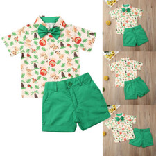 Baby Boy Kids Formal Gentleman Suit Lions Shirt Shorts Pants Clothes Set Sunsuit