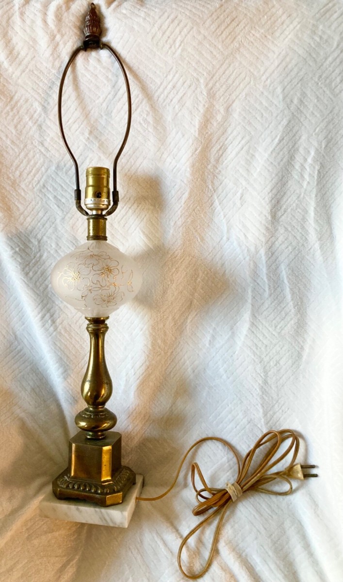Lamp Leviton brass,marble, crystal L,made in USA vintage large 