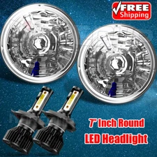 7 Inch led GLASS Headlight Round, ORIGINAL CLASSIC LOOK conversion Chrome pair