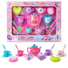 Kidplokio Pink Fairytale Tea Party Pretend Playset 17pc Girls Toys Ages 3 and Up