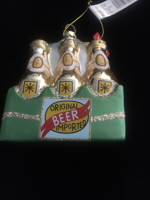 6 Pack Of Beer   BLOWN GLASS UNIQUE CHRISTMAS HOLIDAY ORNAMENT