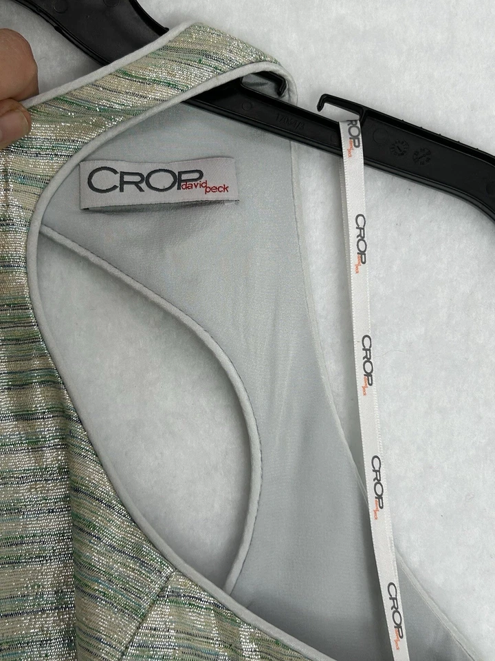 CROP David Peck Mujer’s 4Vestido Metalizado Verde Multi Fiesta Cóctel Talla Pequeña 4 Foto 3 de 4