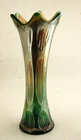 Vintage Green Fenton Diamond Rib Carnival Glass Vase 10"