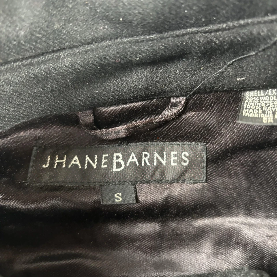 Jhane Barnes Jacket Mens Small Black Wool Blend Bomber Ribbed Hem Button Front - Image 2 of 4