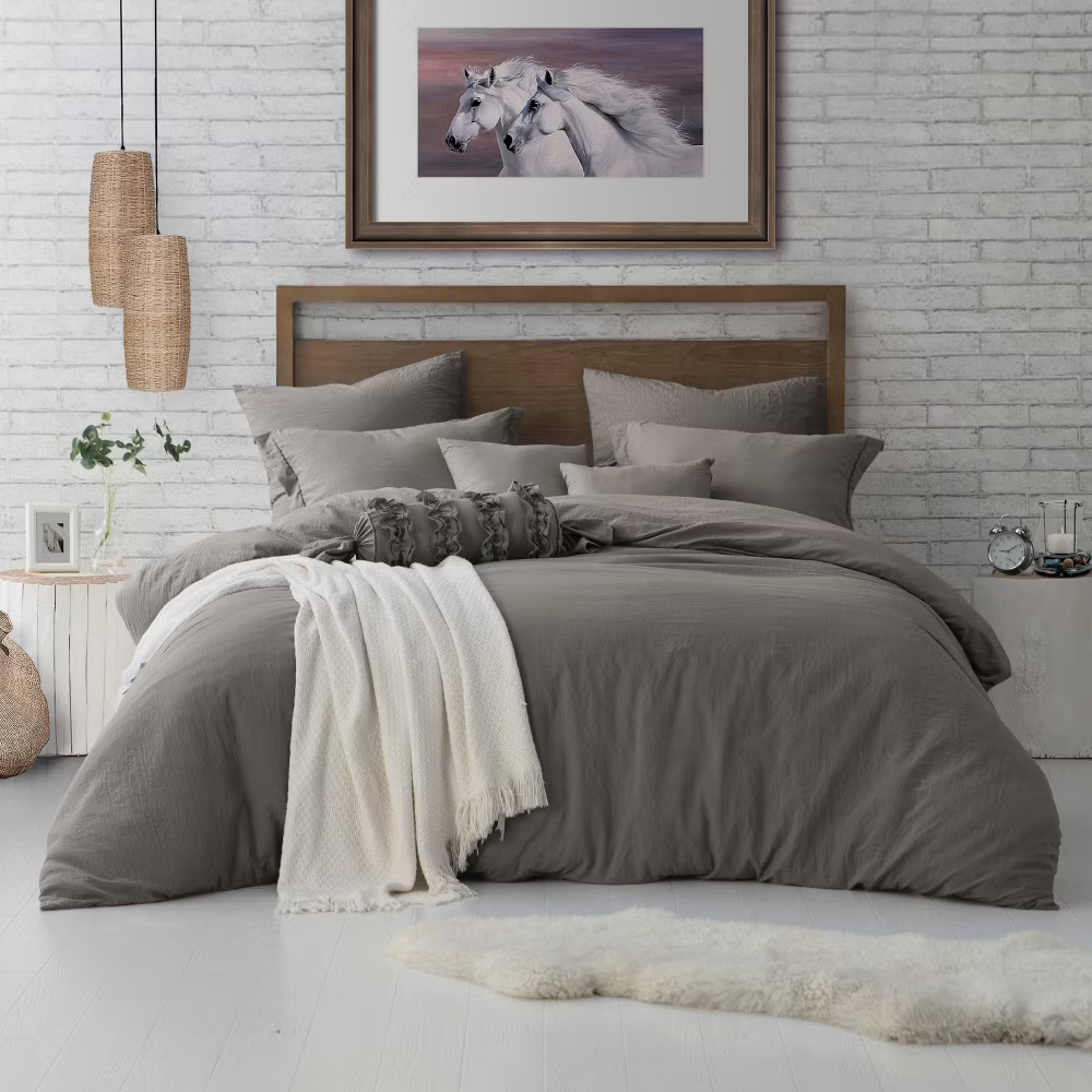 Swift Home | Microfiber Washed Crinkle 3-Piece Duvet Cover Set