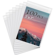100 Pack AcidFree 5x7 Picture Sleeves Clear Storage Bags For Photos