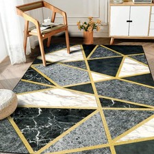 Non-Slip Rubber Backing Soft Area Rug Accent Decorative Mat, Geometric Marble