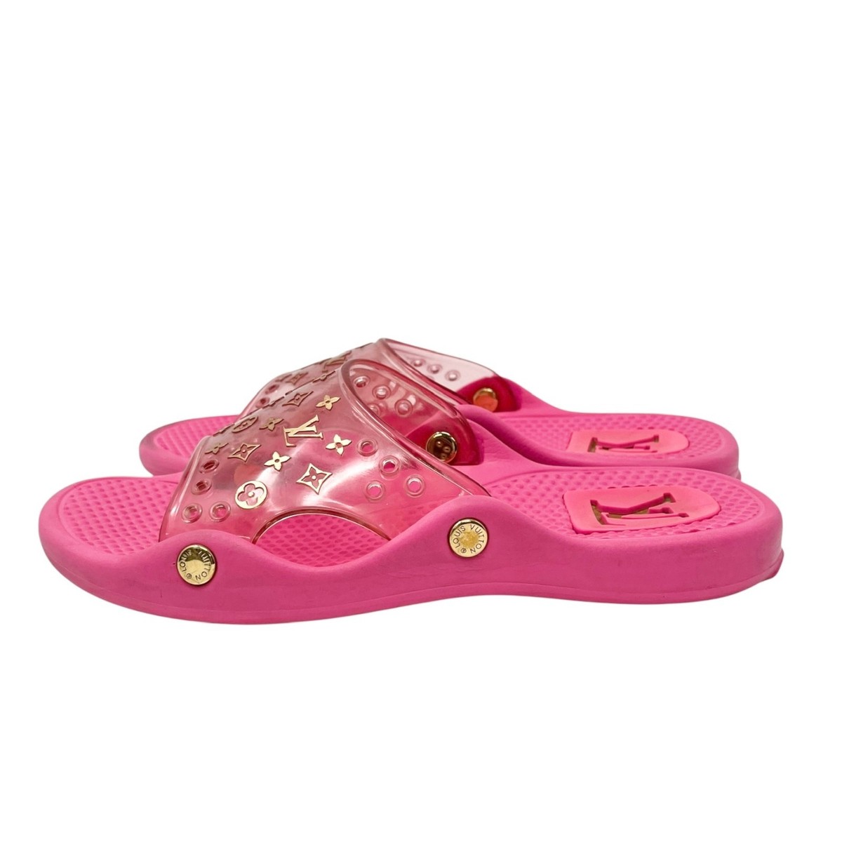 LOUIS VUITTON Vintage LV Monogram Logo Slide Sandals ＃37-37.5