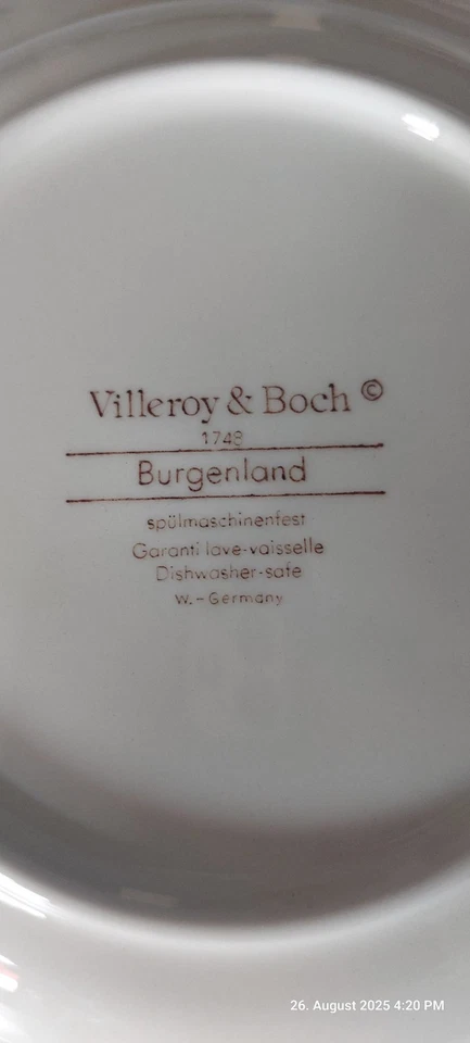 6 Gedecke Villeroy Boch V&B Burgenland blau Teller Speise Suppe brauner Stempel  - Bild 4 von 4