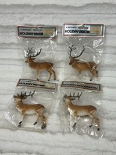 Vintage Hong Kong plastic reindeer set of 4 NOS Christmas decoration 1978