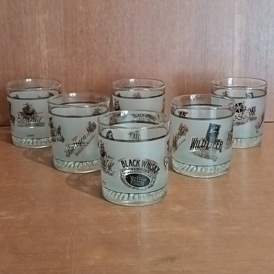6 Vintage Whiskygläser, Wild Deer, Ballycastles, Bounty, Glasgow, dicker Boden 